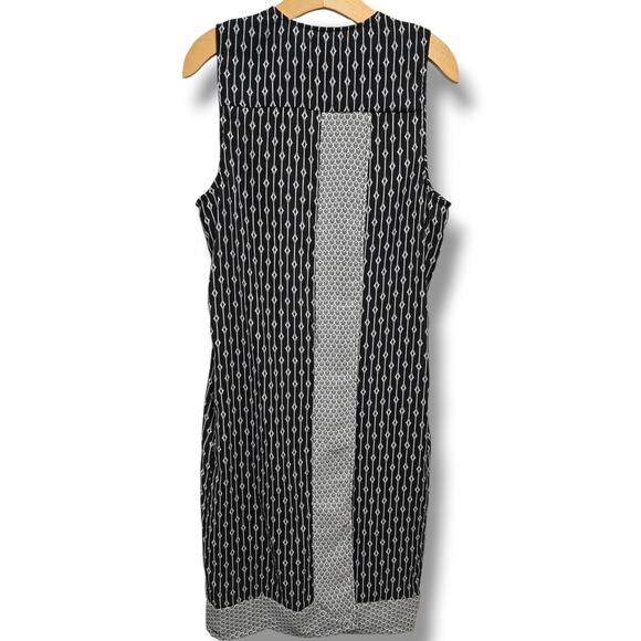 Chelsea & Theodore Women’s Black & White Geometric Open Front Long Vest – Size L - Picture 3 of 9